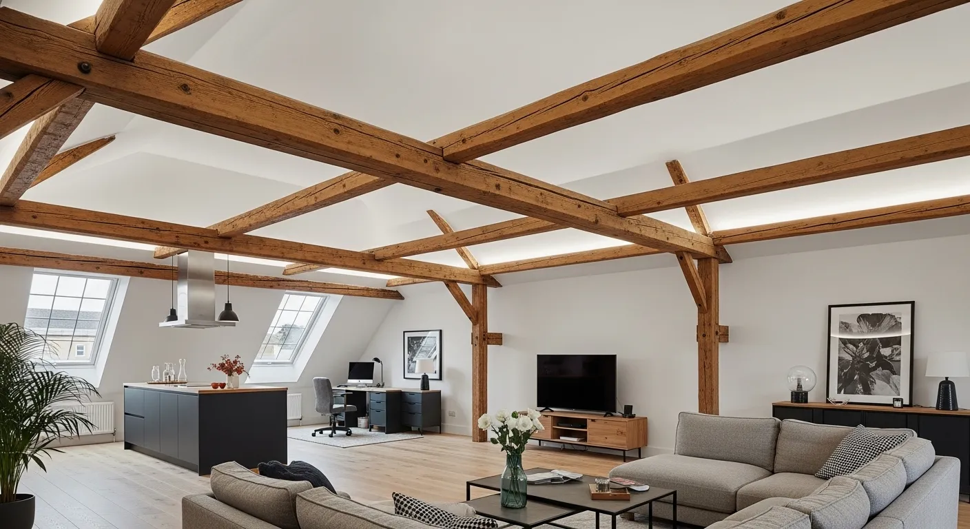 Raw Wood Ceiling Beams