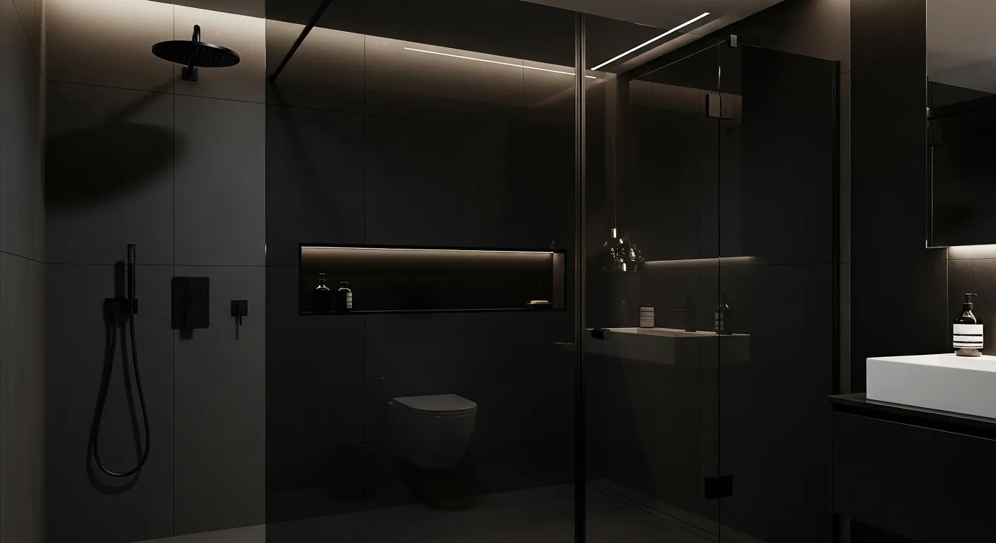 modern black bathroom shower ideas