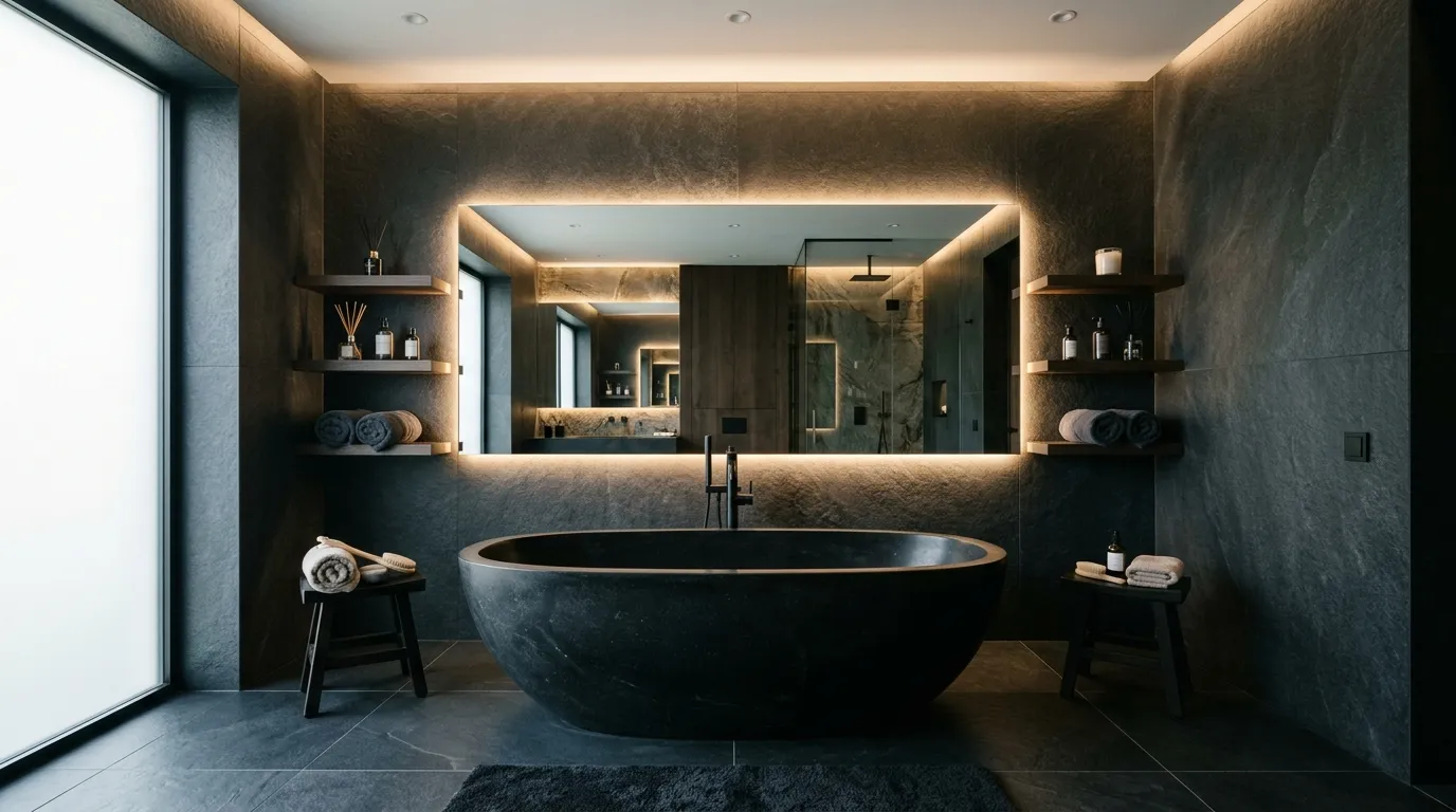 Monolithic Black Bathtub