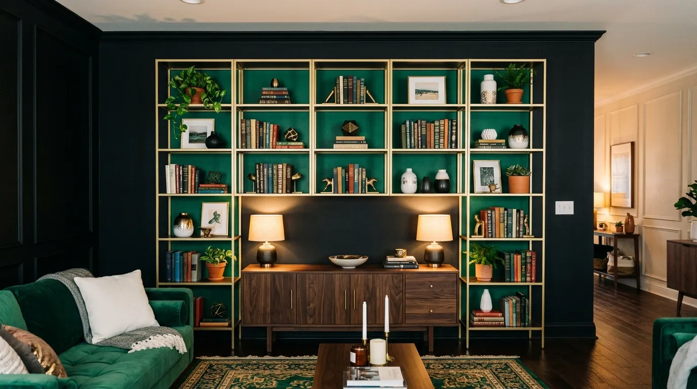 Emerald and Gold Shelving
