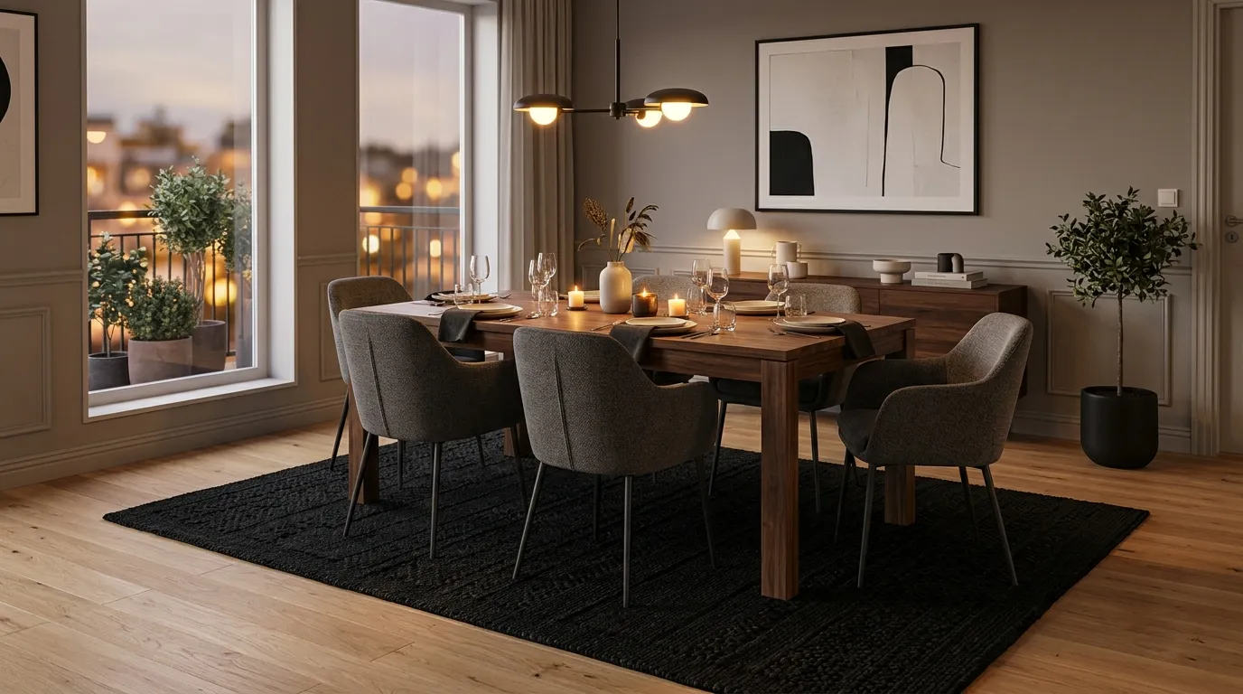 Textured Black Rug