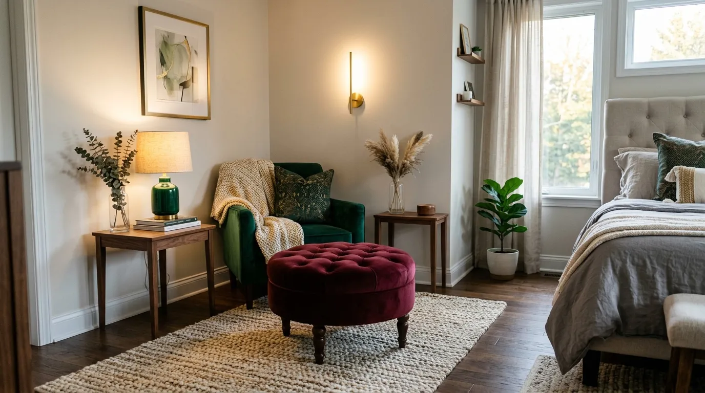 Burgundy Ottoman Seating