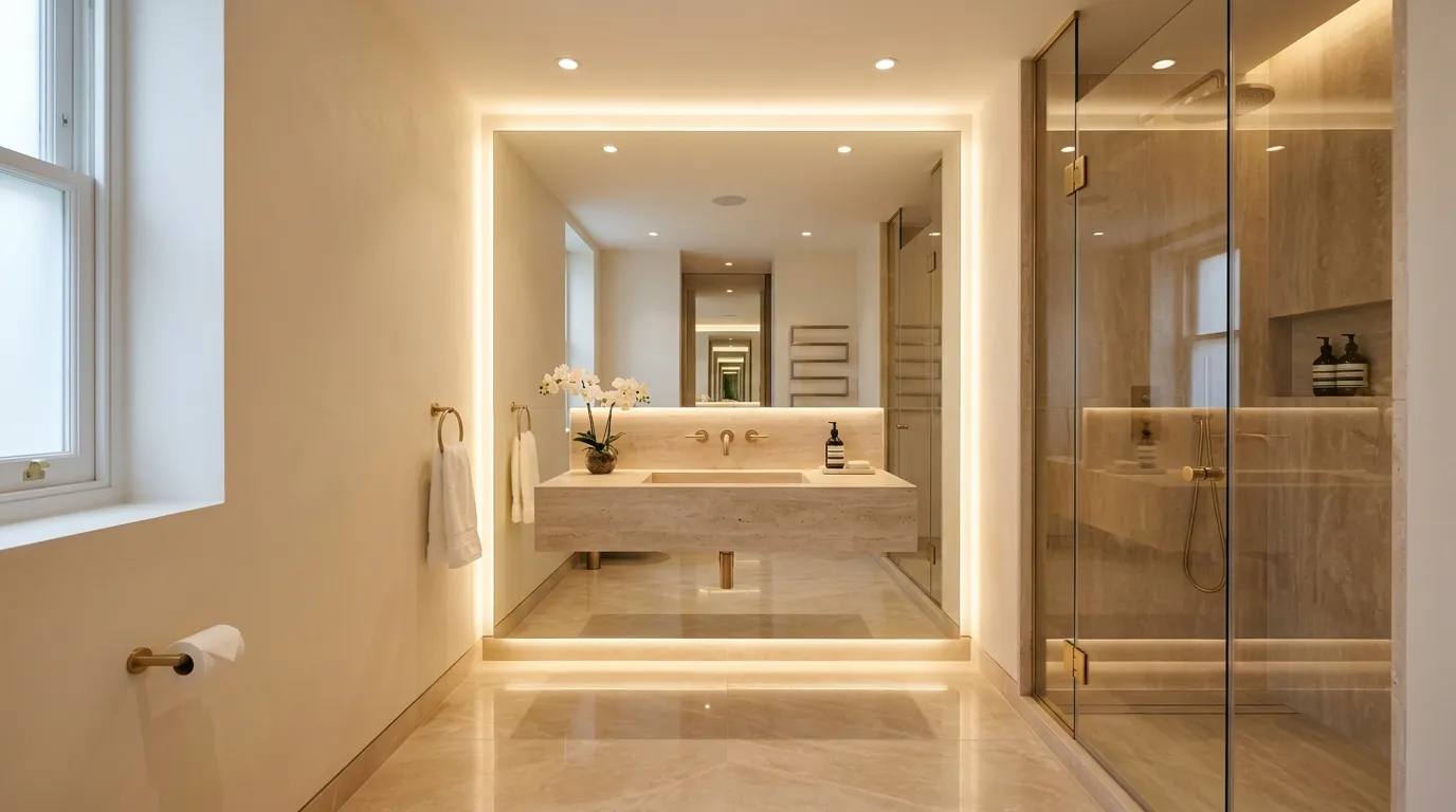Backlit Mirror Wall