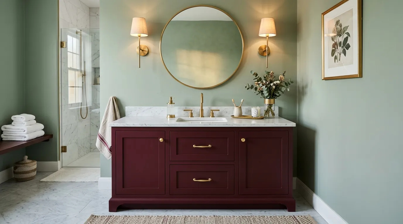 Burgundy Vanity Cabinet