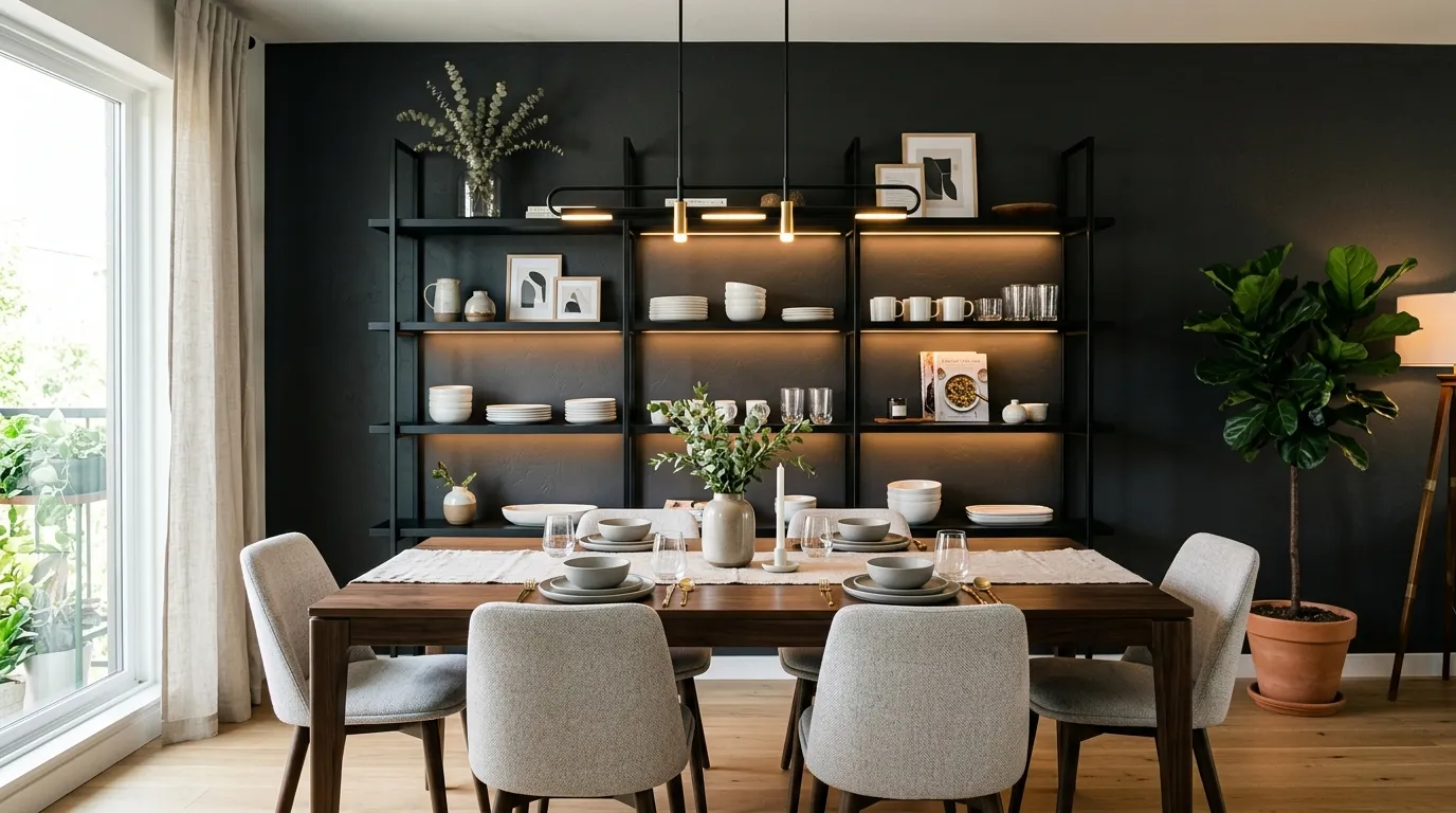 Black Open Shelving