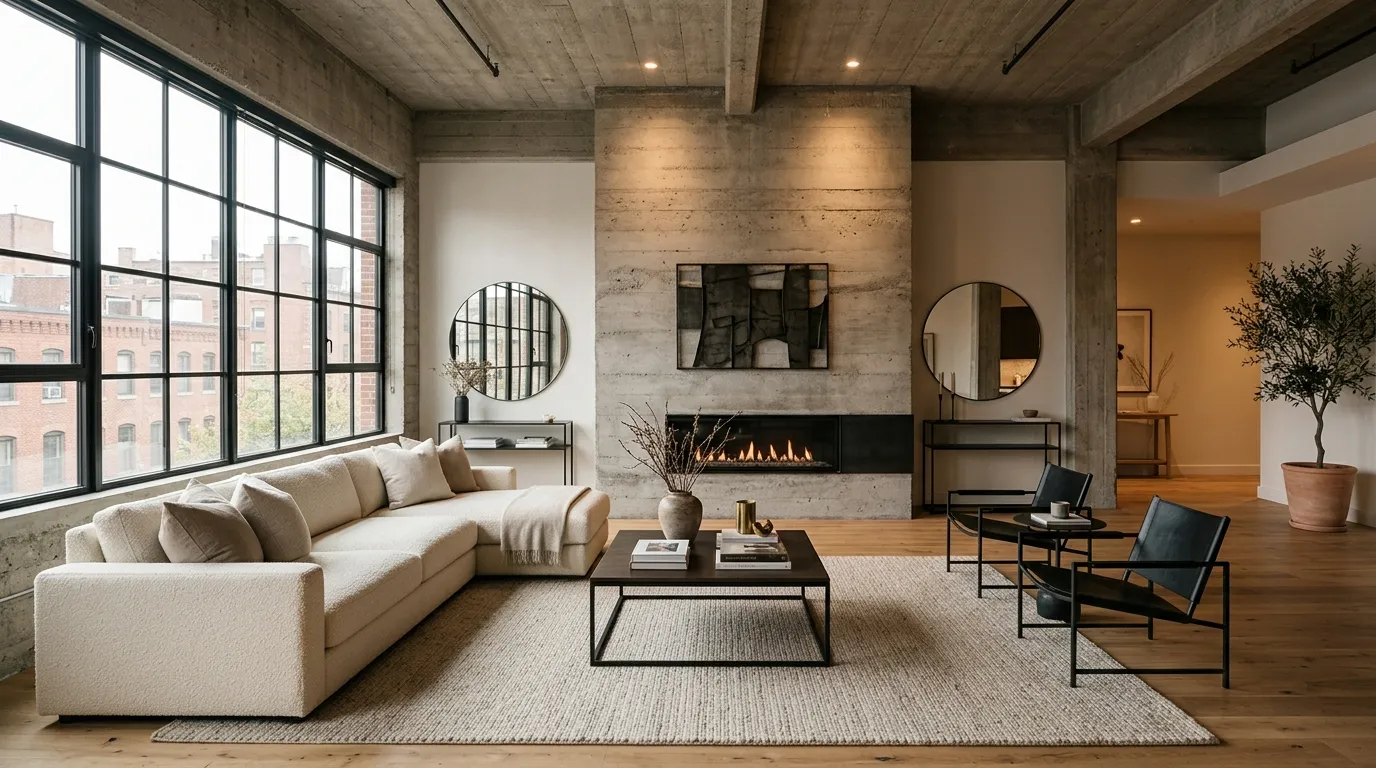Concrete Fireplace Wall