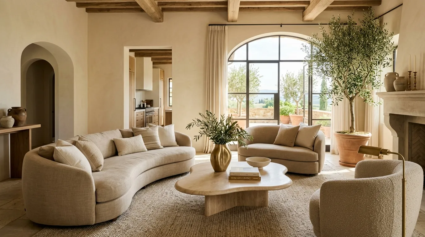 Curved Linen Seating