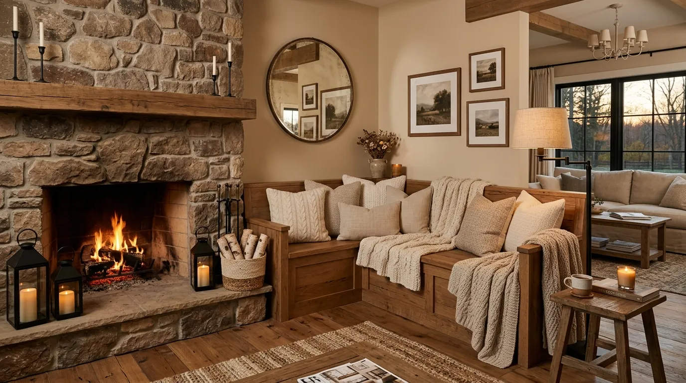 Stone Fireplace Bench