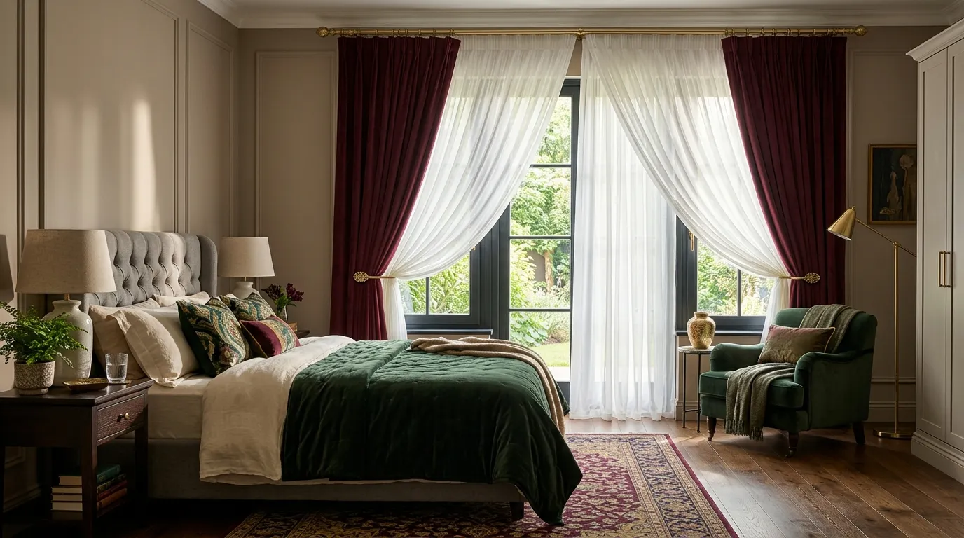 Burgundy Curtain Layers
