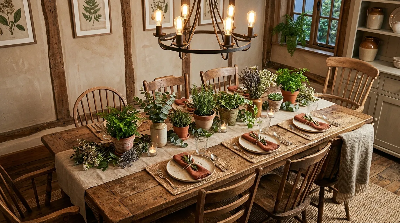 Rustic Table Runner Plants