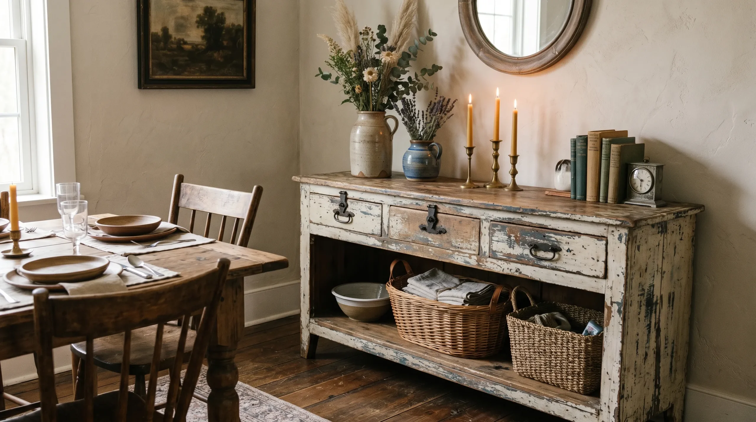 Distressed Wood Sideboard