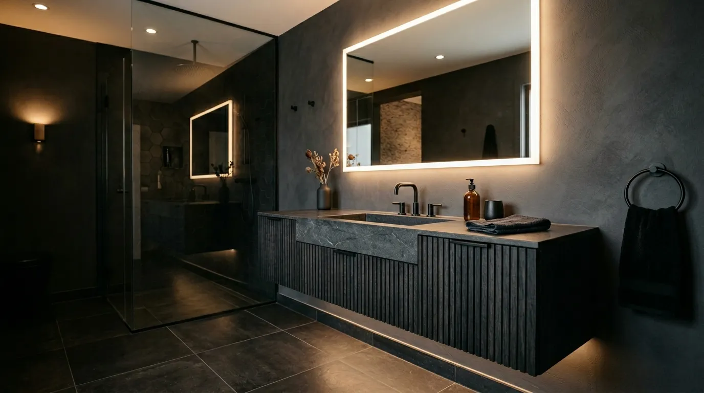 Fluted Black Vanity