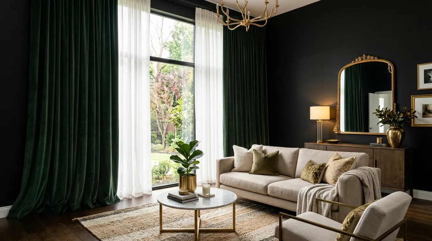 Dark Green Curtains
