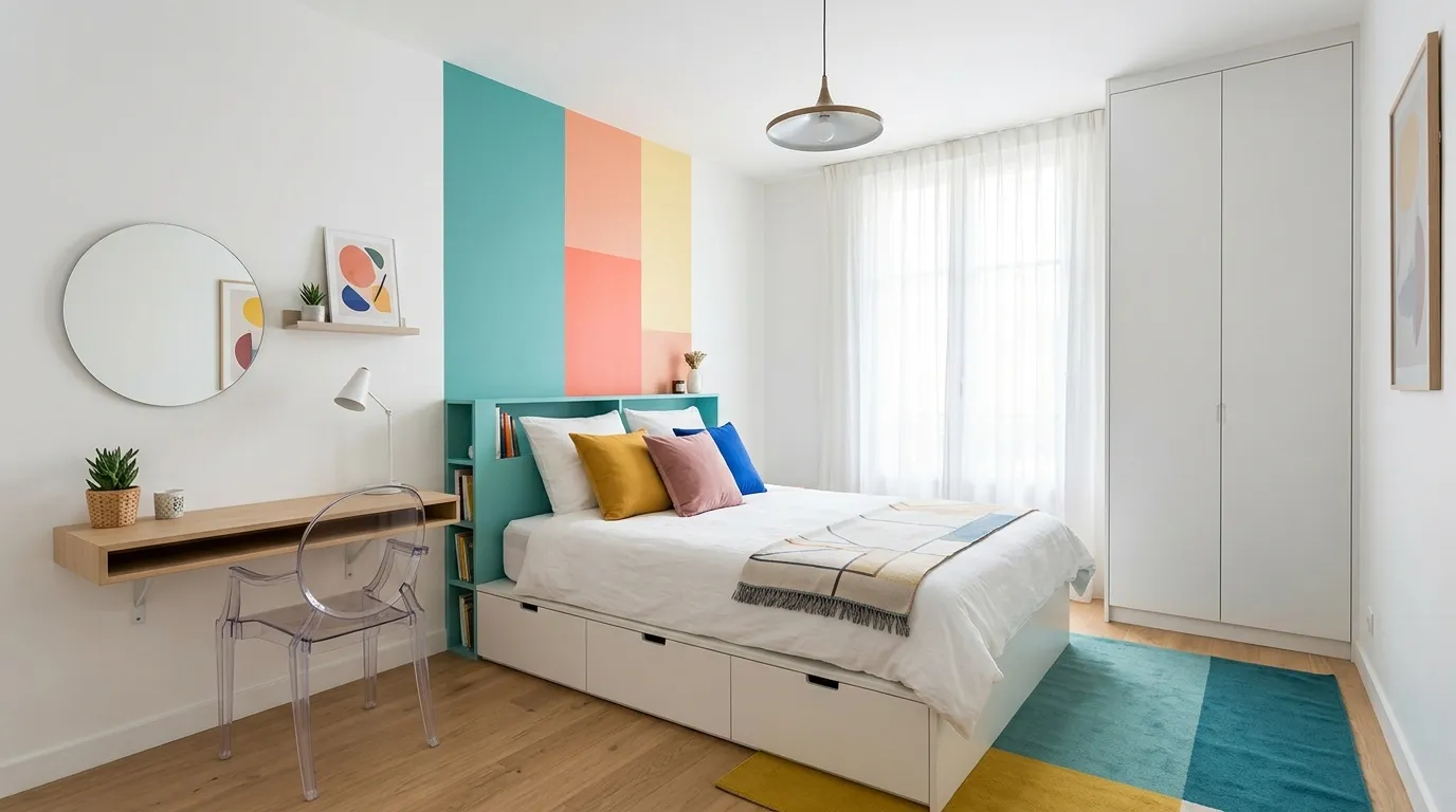 colorful minimalist bedroom ideas