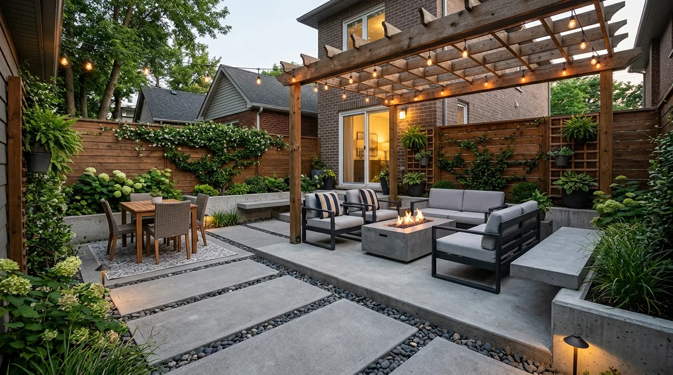 concrete backyard patio designs