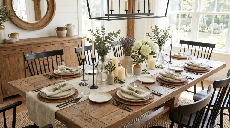 farmhouse dining room table decor