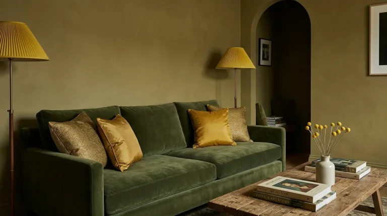 green and yellow living room design
