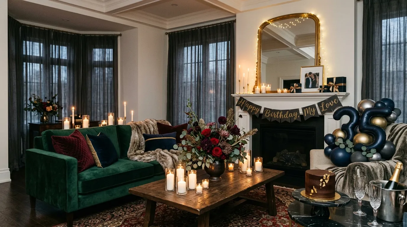living room birthday decor for husband
