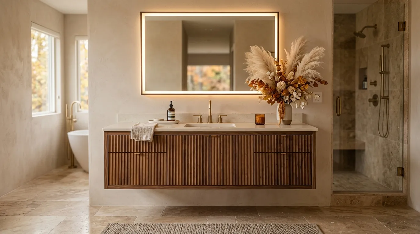 Fluted Wood Vanity
