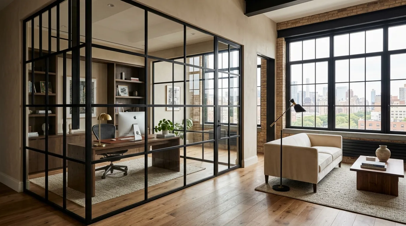 Black Frame Glass Partition