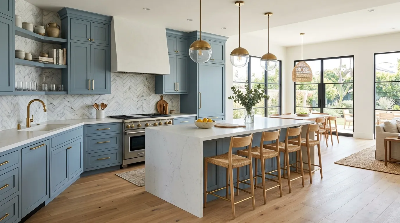 Dusty Blue Cabinets