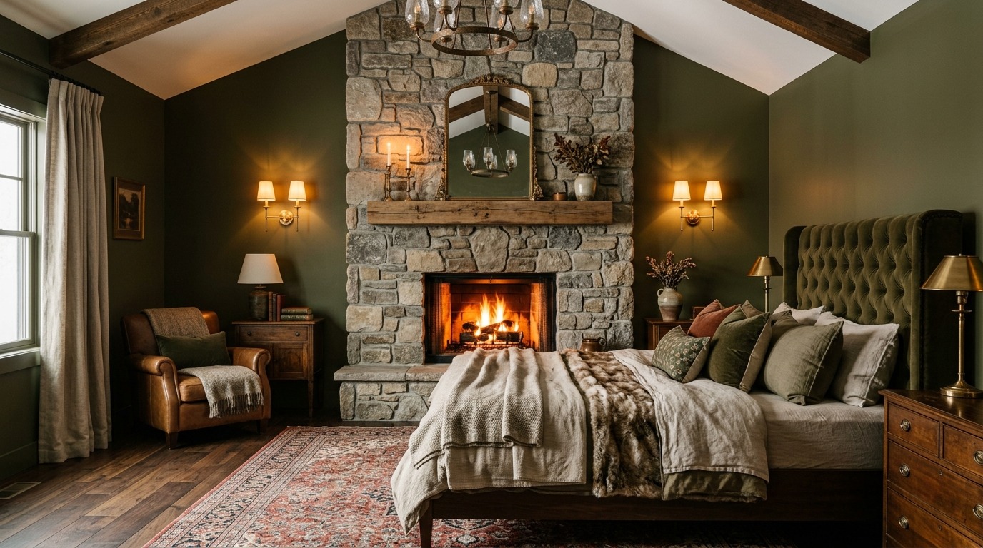 Stone Fireplace Feature