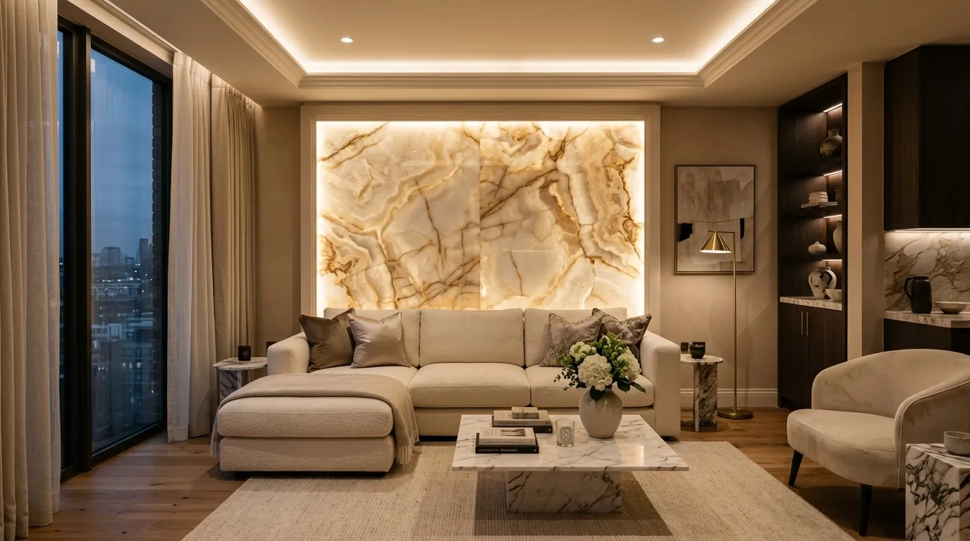 Backlit Stone Feature