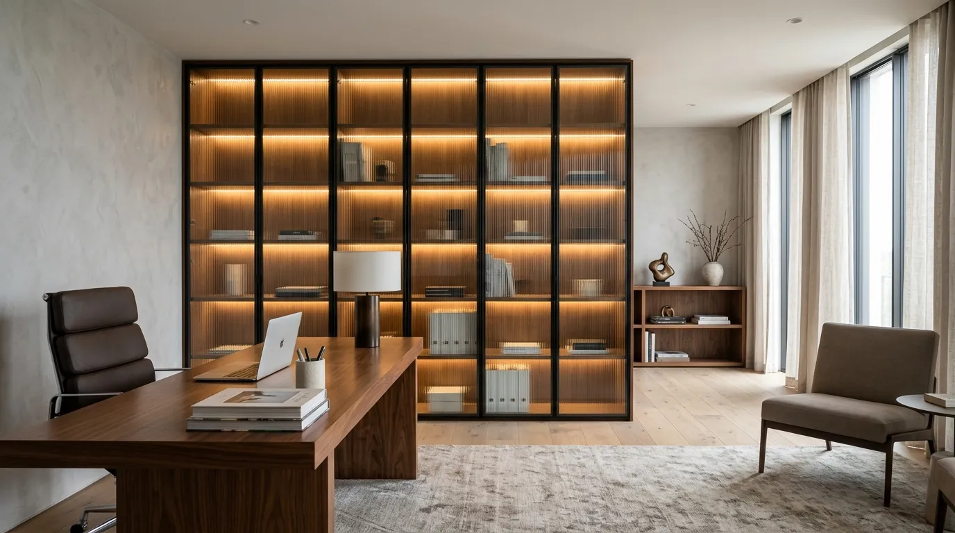 Ribbed Glass Cabinets