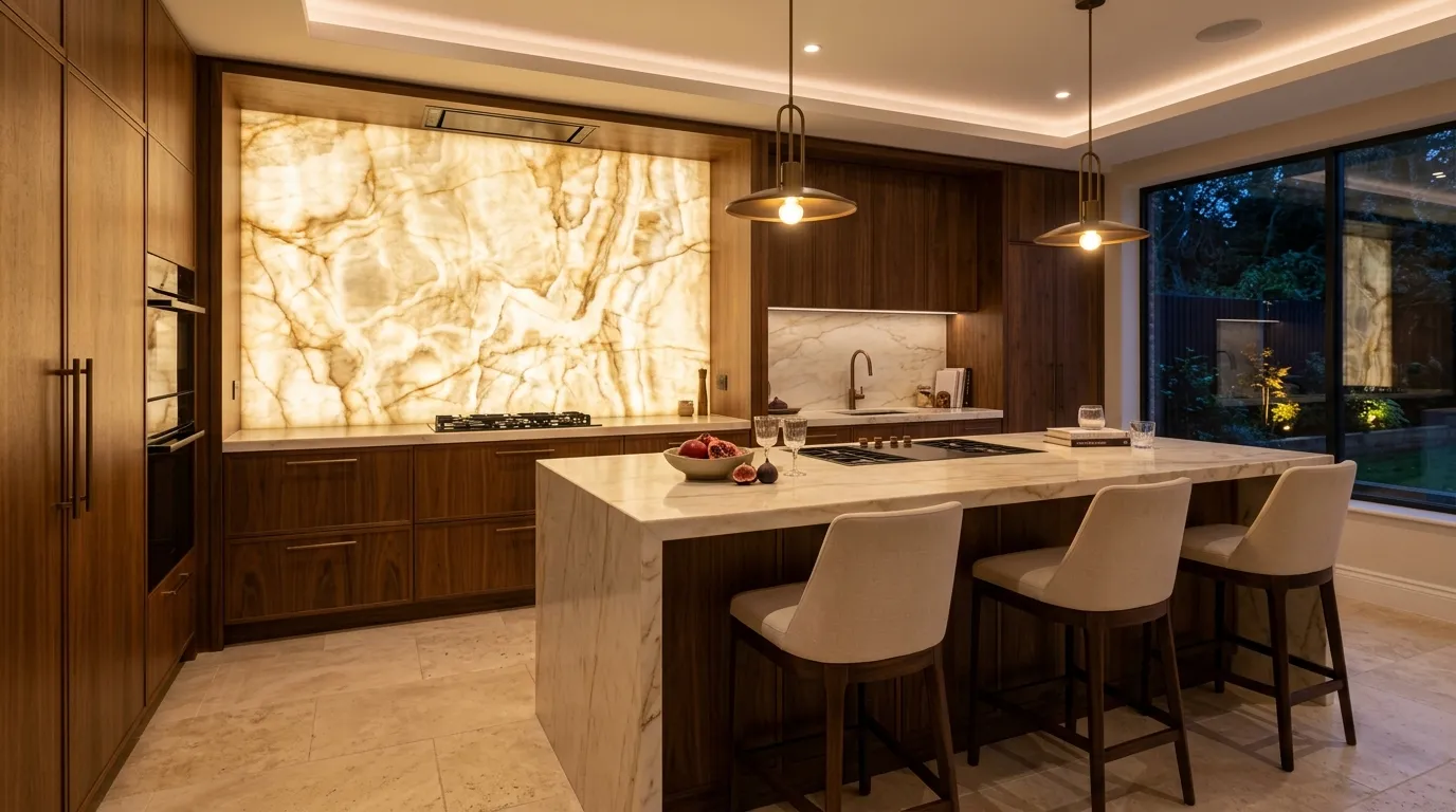 Backlit Stone Feature