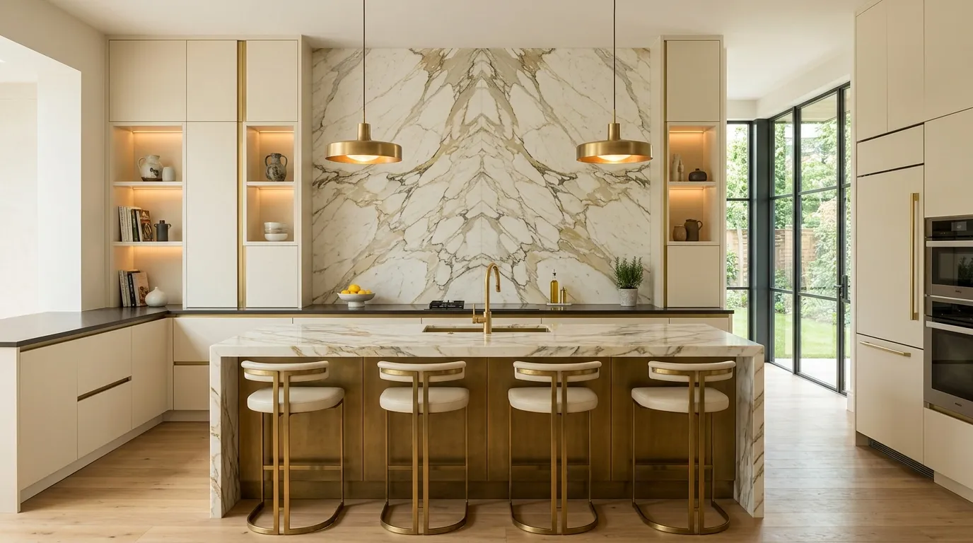 Bookmatched Stone Feature