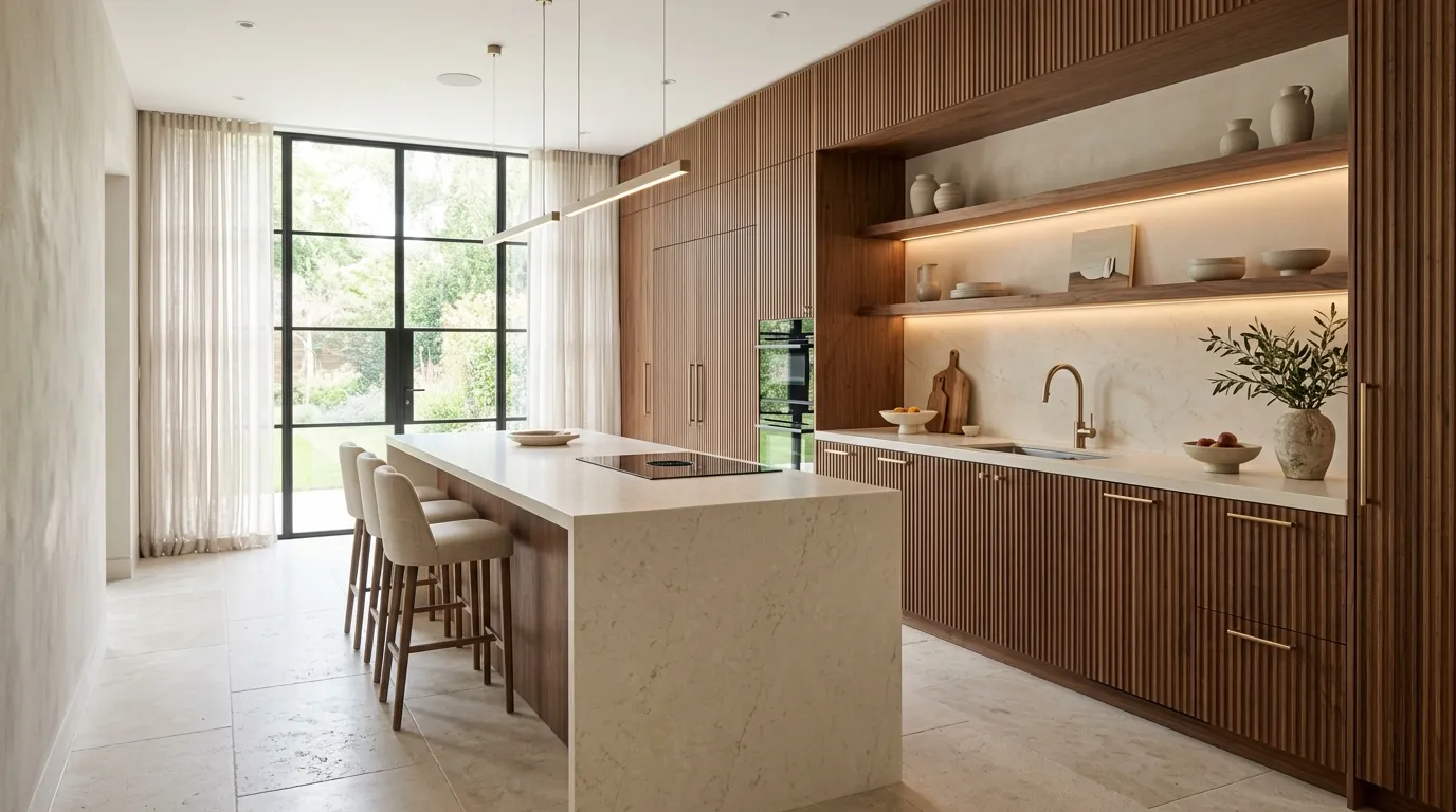 Fluted Wood Cabinetry