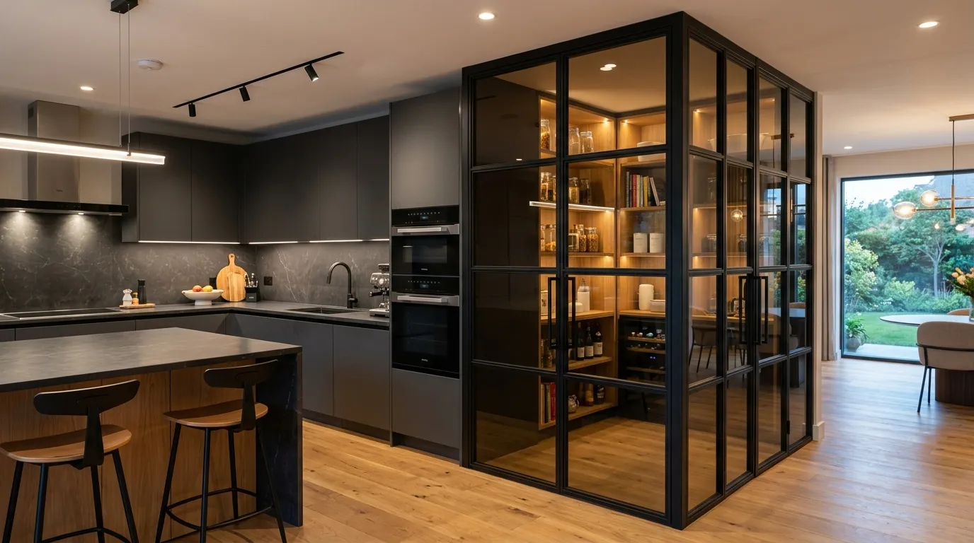 Black Framed Glass Pantry