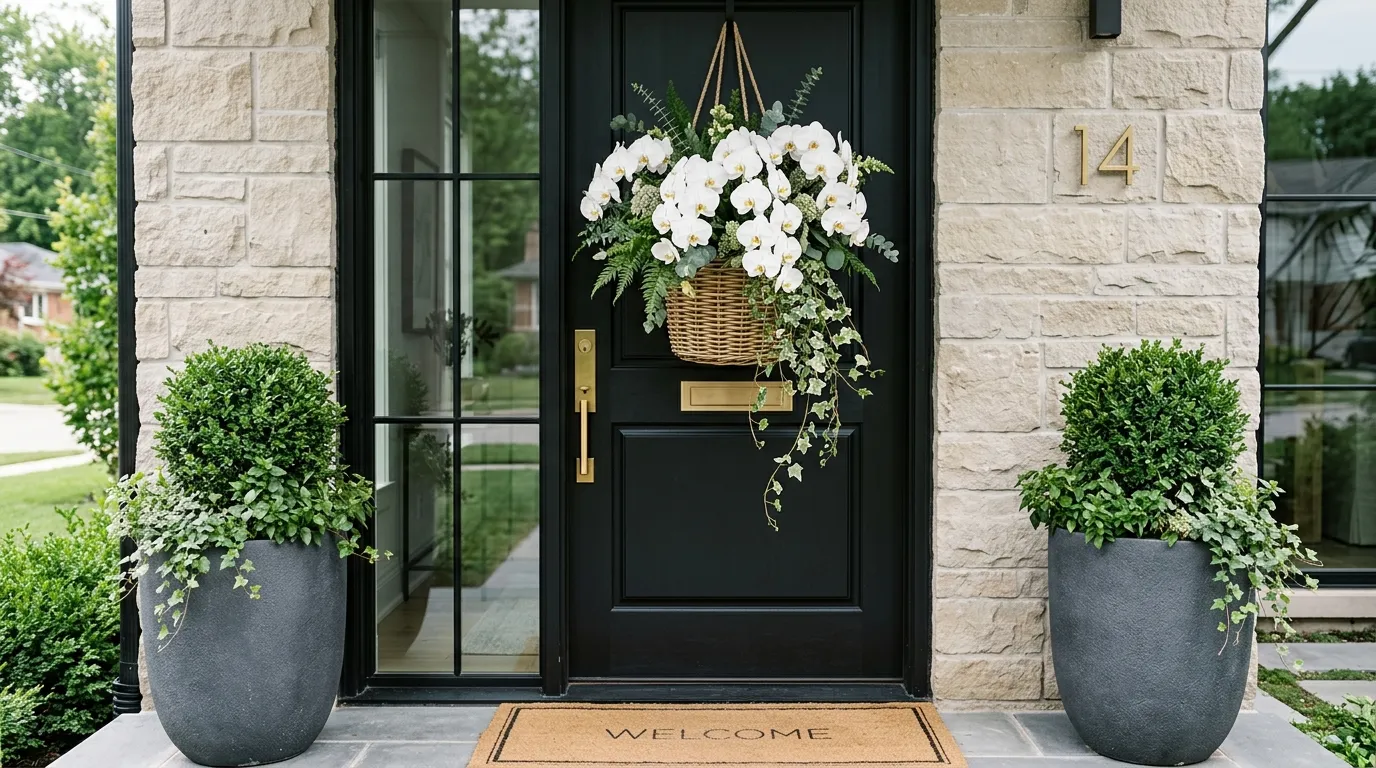 White Orchid Door Basket