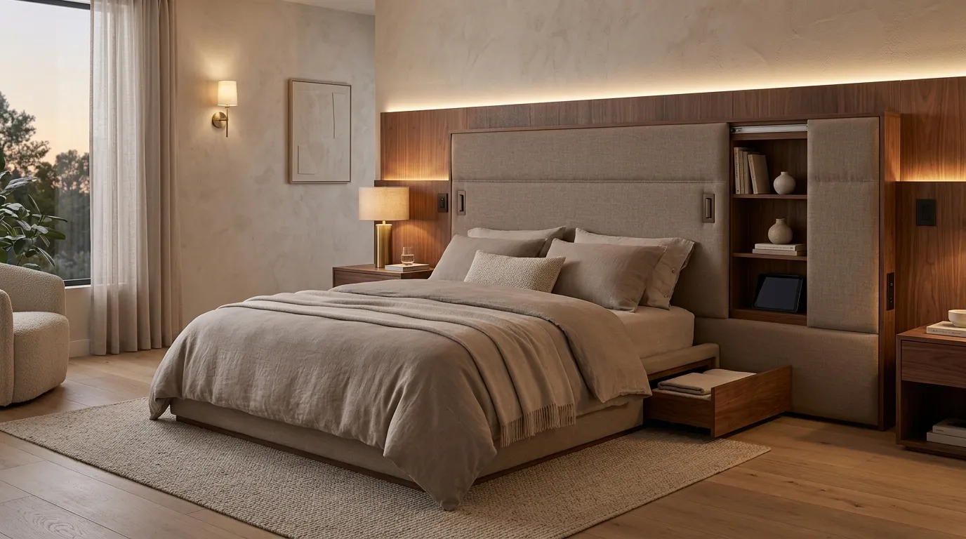 Hidden Headboard Storage