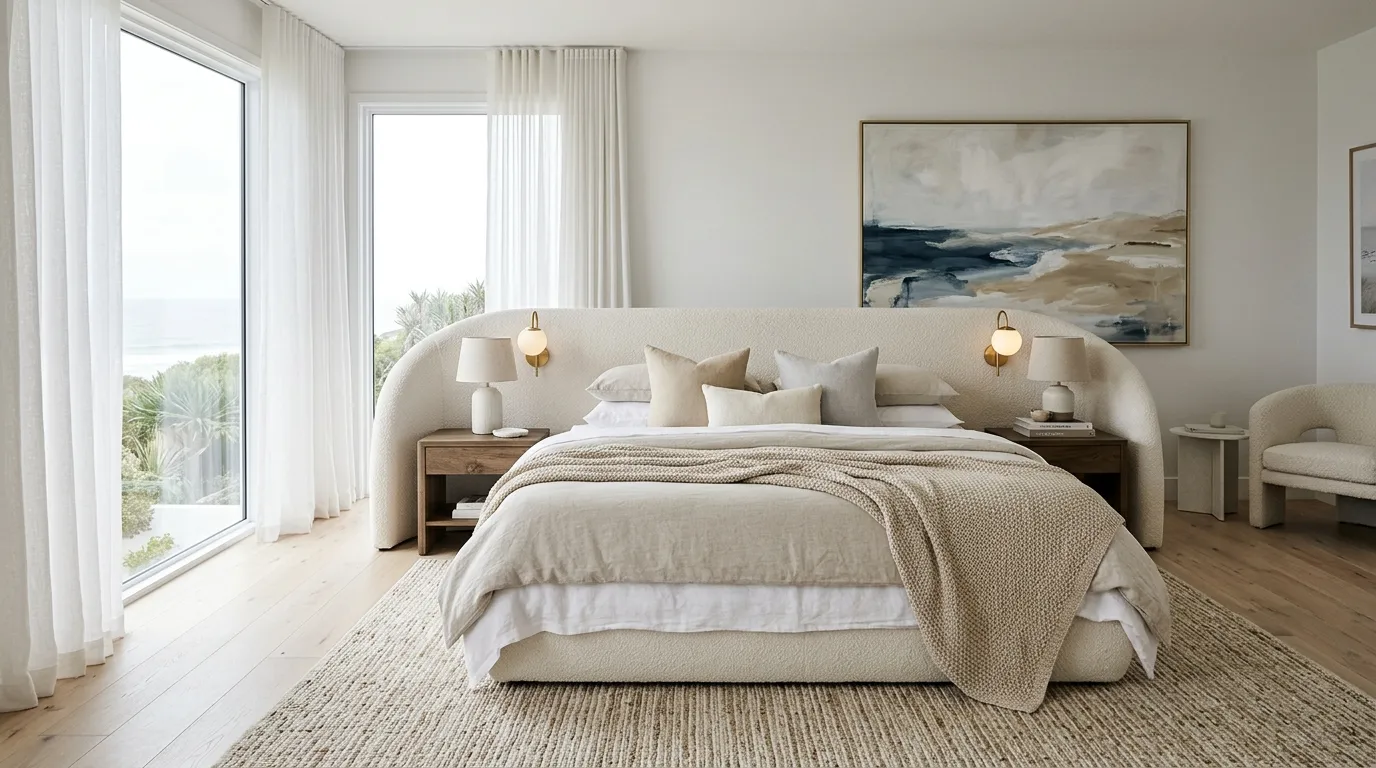 Sculptural Upholstered Bed