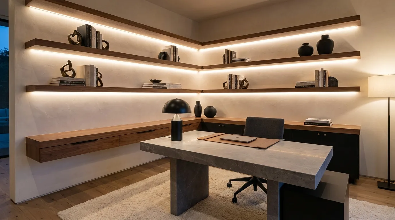 Backlit Floating Shelves
