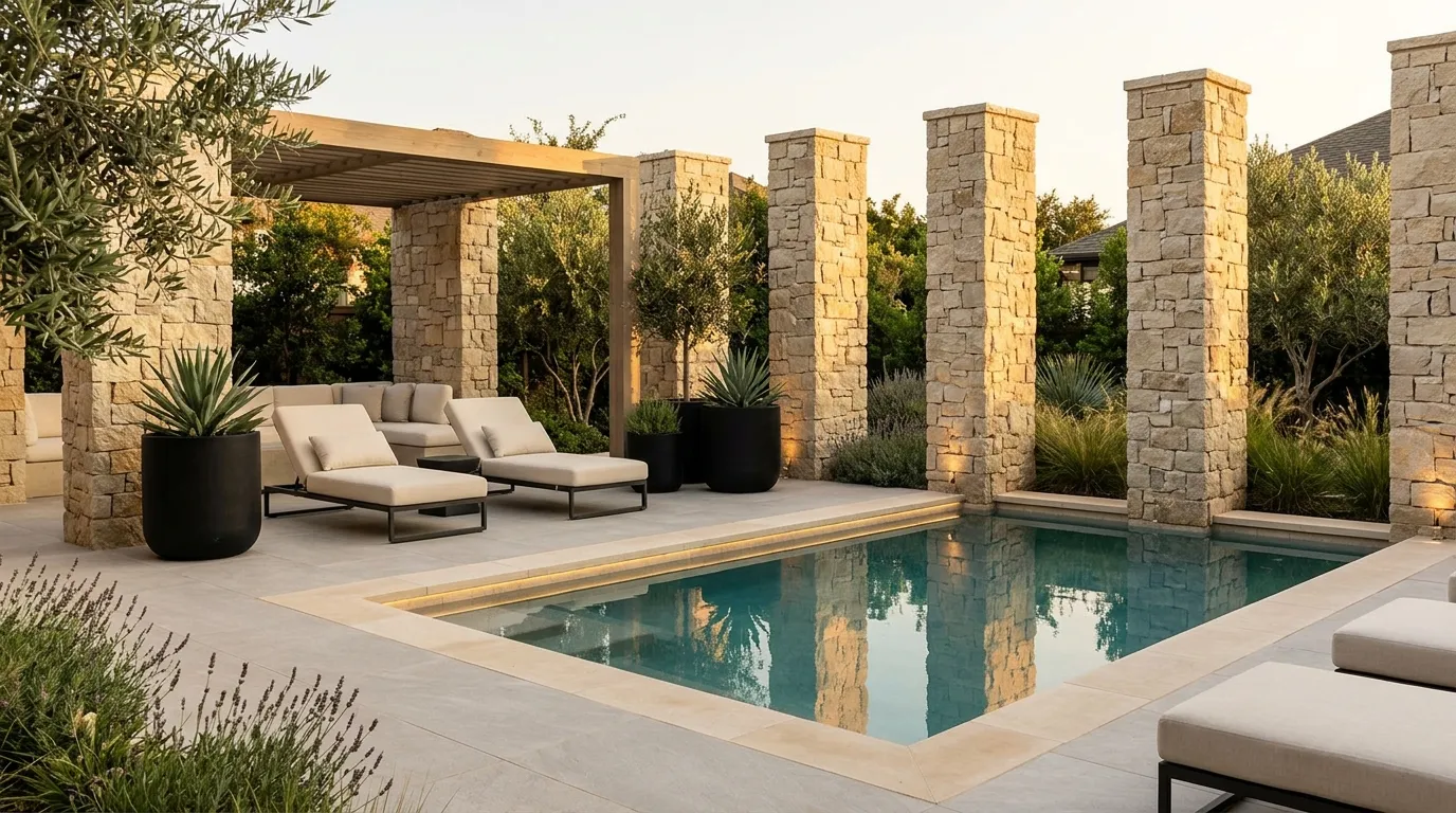 Stone Privacy Columns