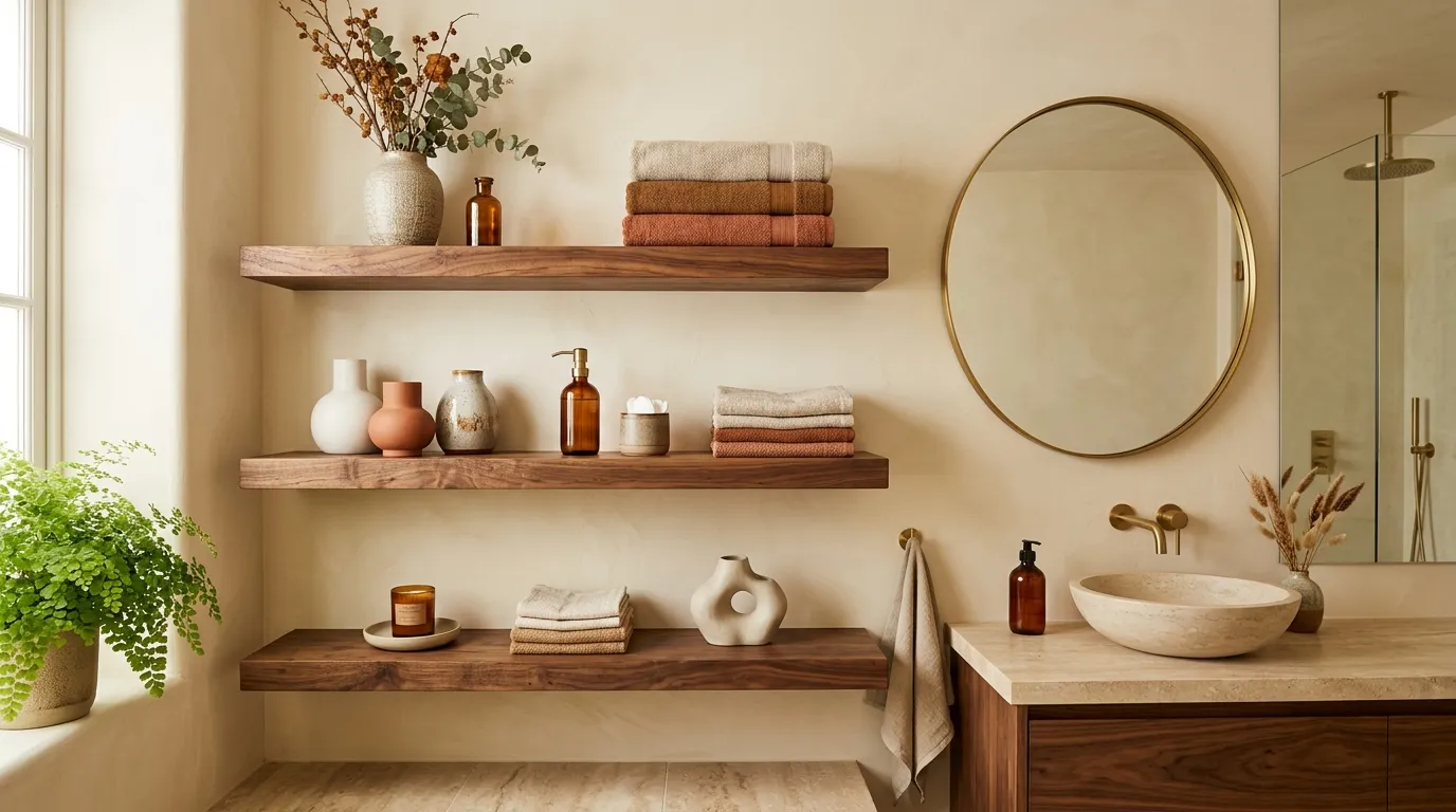 Walnut Floating Shelves