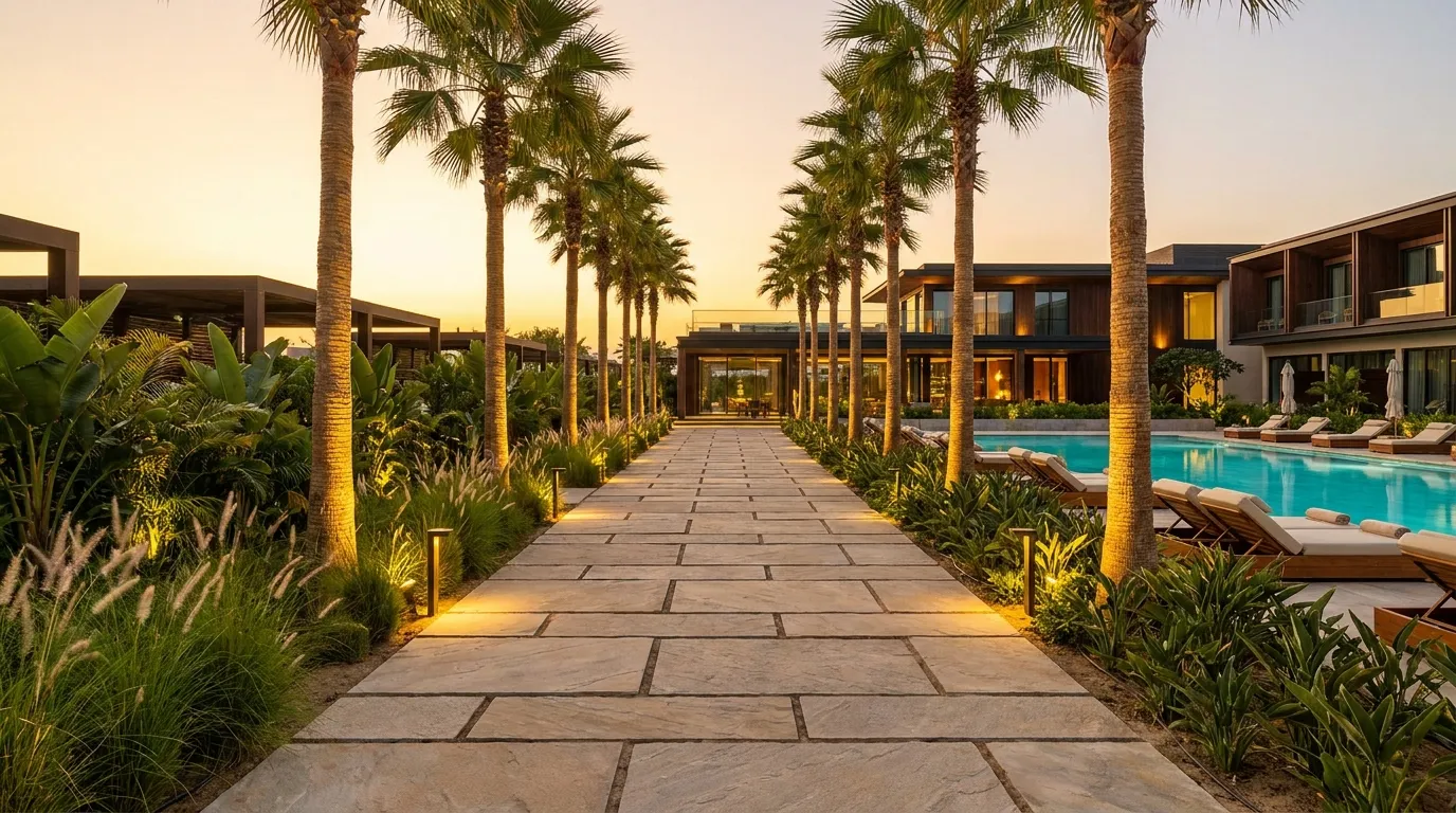 Palm-Lined Walkways