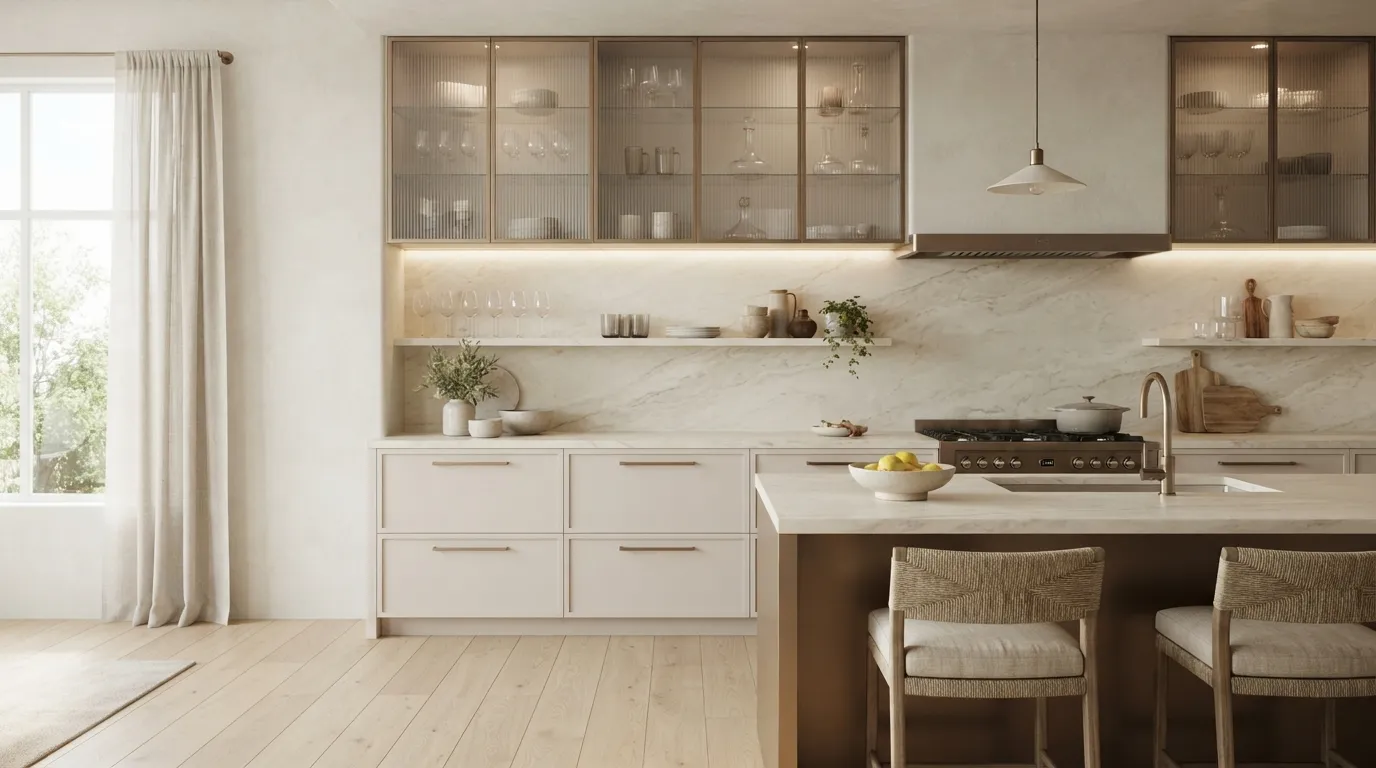 Ribbed Glass Cabinets
