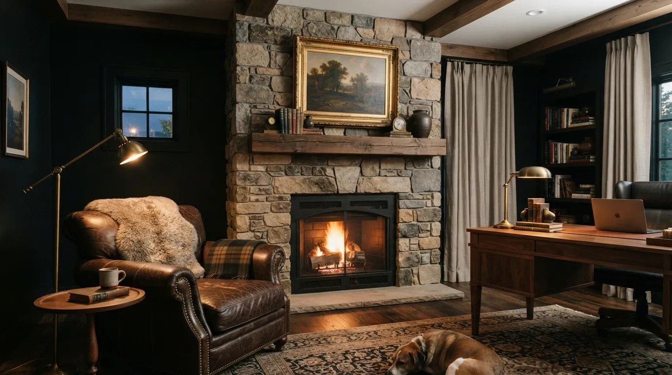 Stone Fireplace Feature