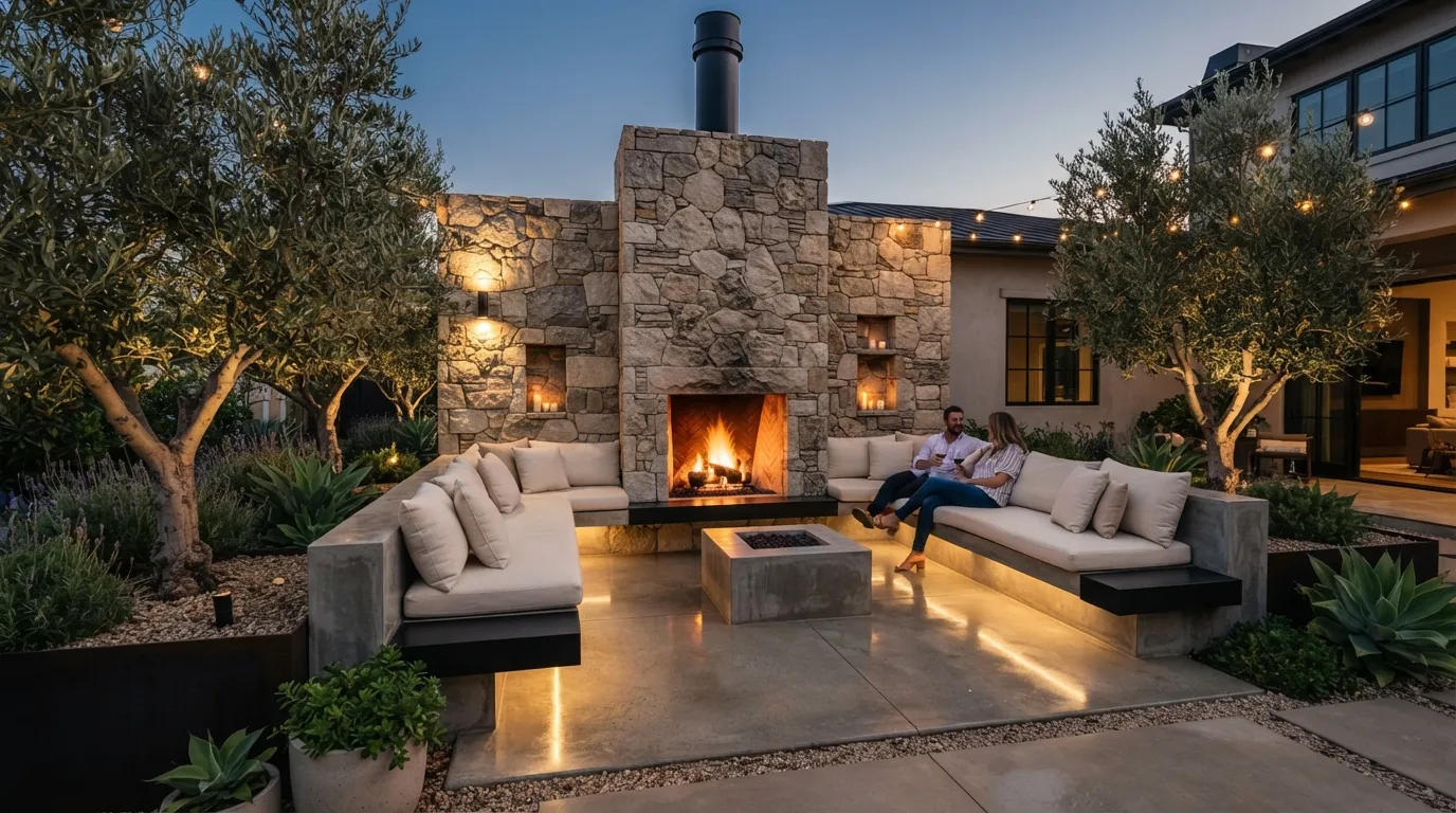Courtyard Fireplace Wall