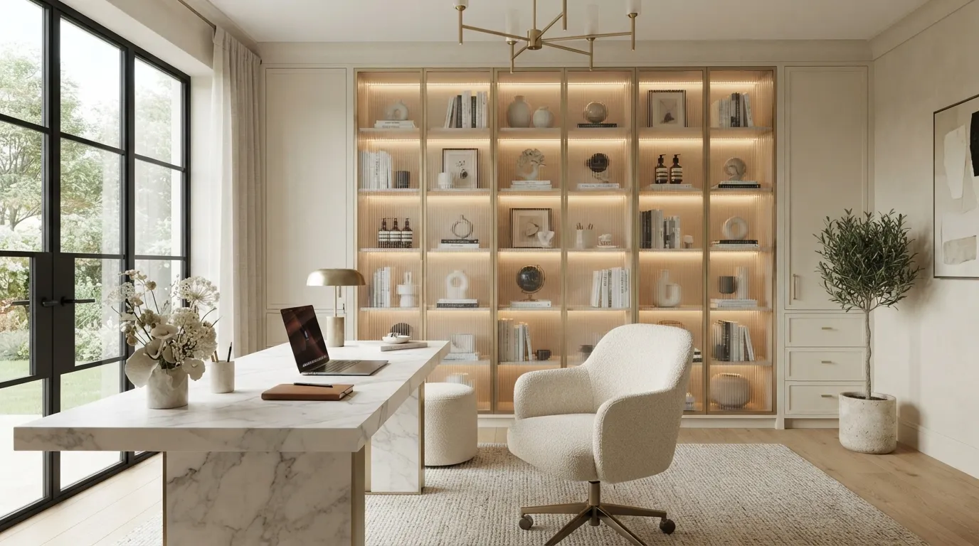 Ribbed Glass Cabinets