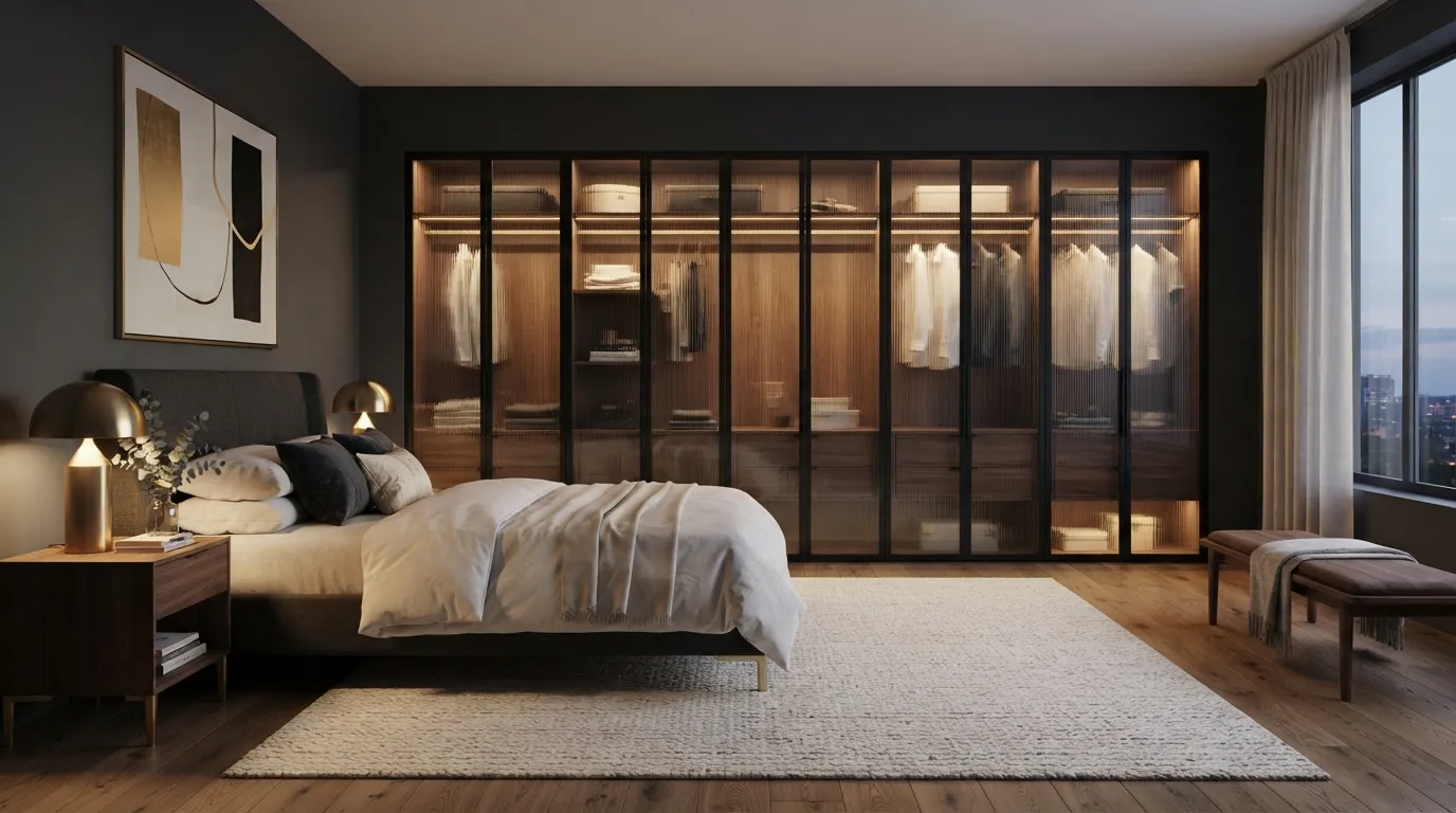 Ribbed Glass Wardrobe