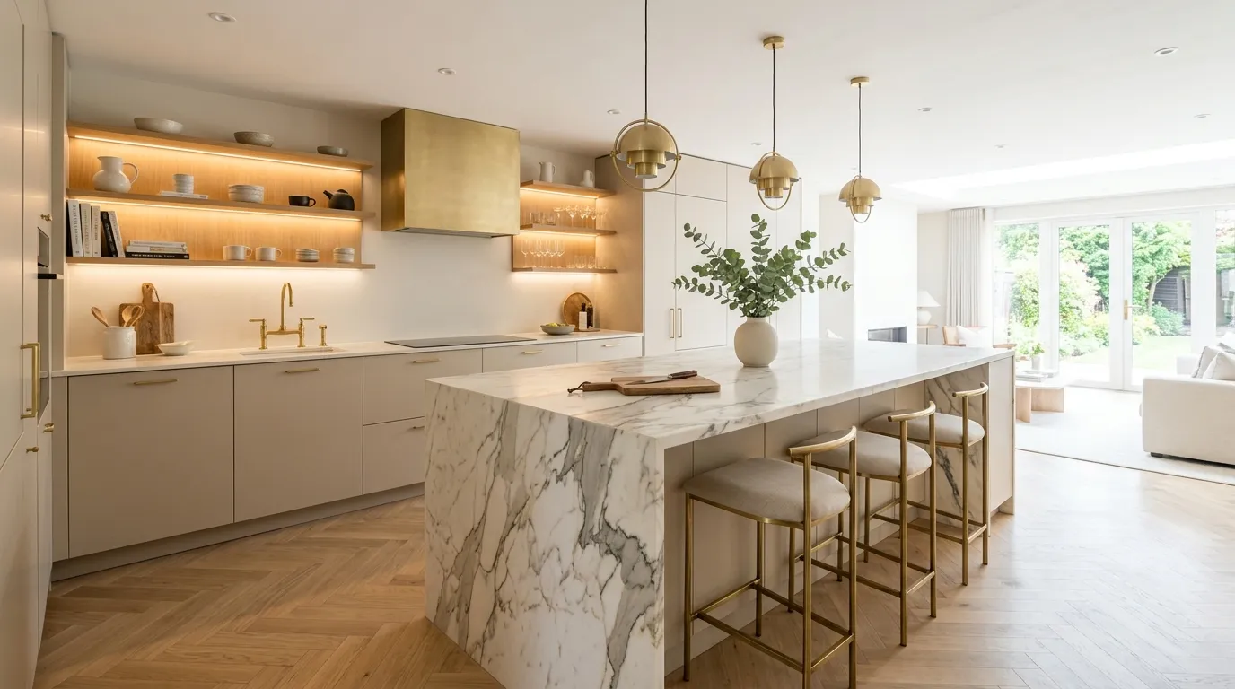 Waterfall Kitchen Island