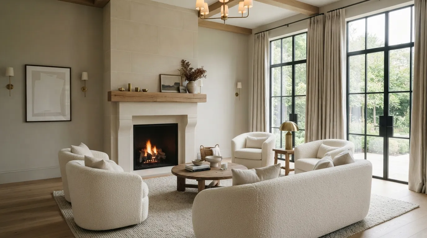 Limestone Fireplace Wall