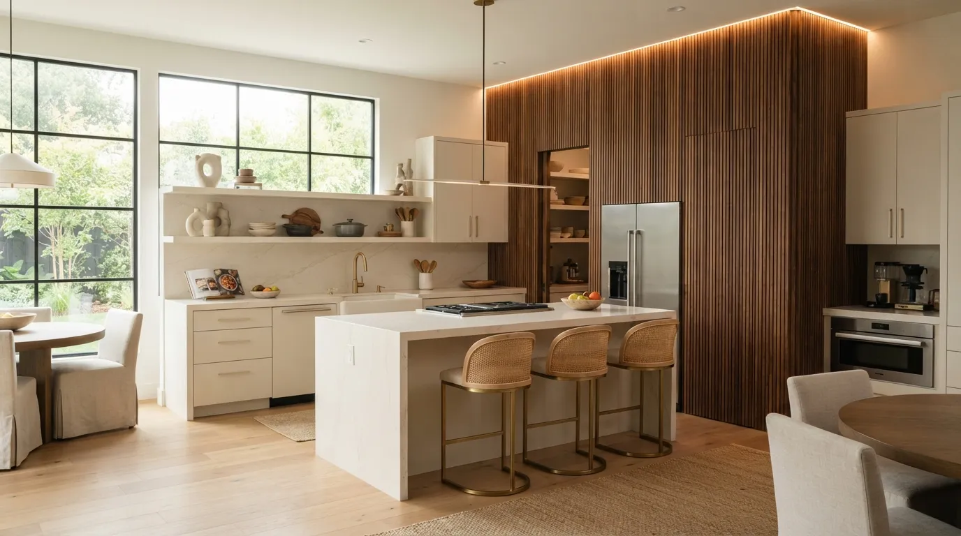 Fluted Wood Feature Wall