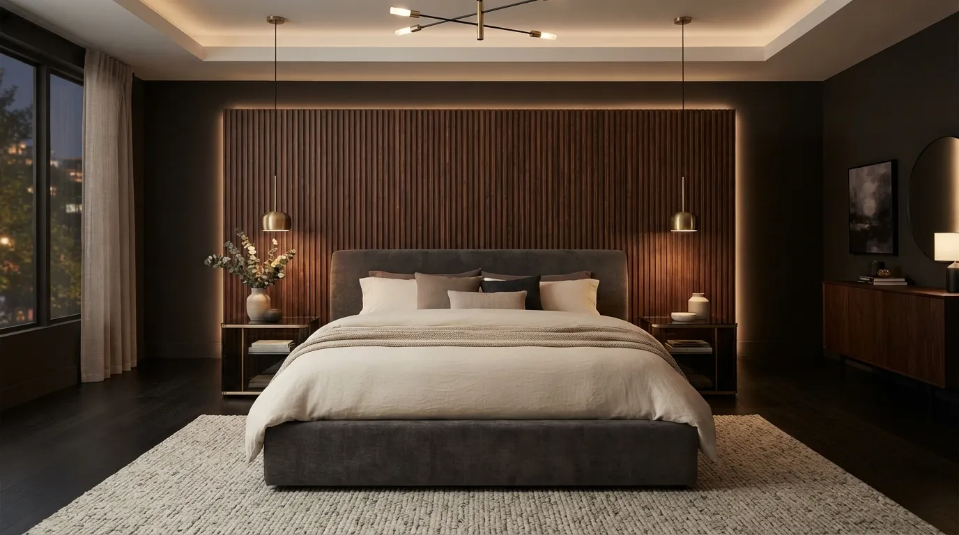 Fluted Wood Headboard