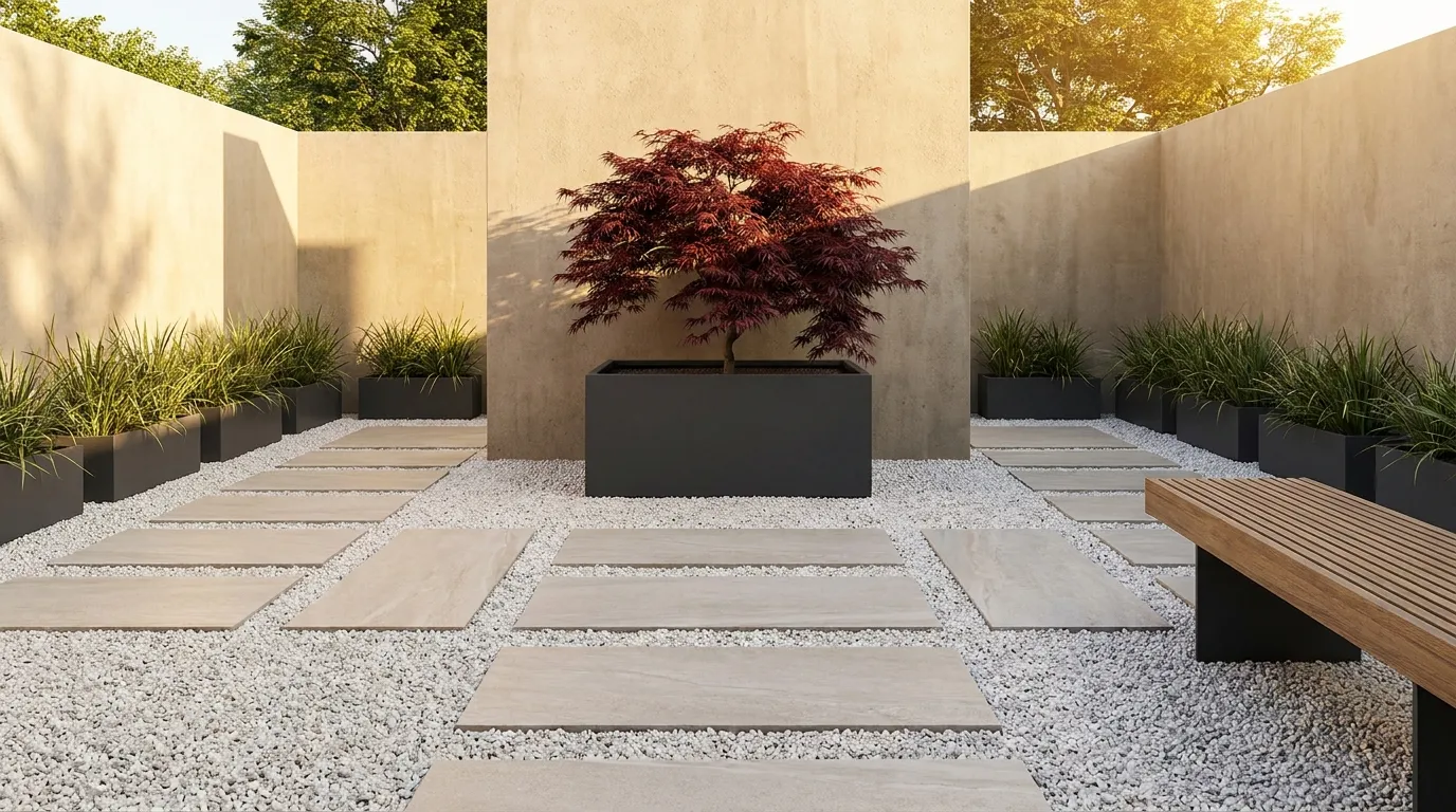 Reflective Gravel Courtyard