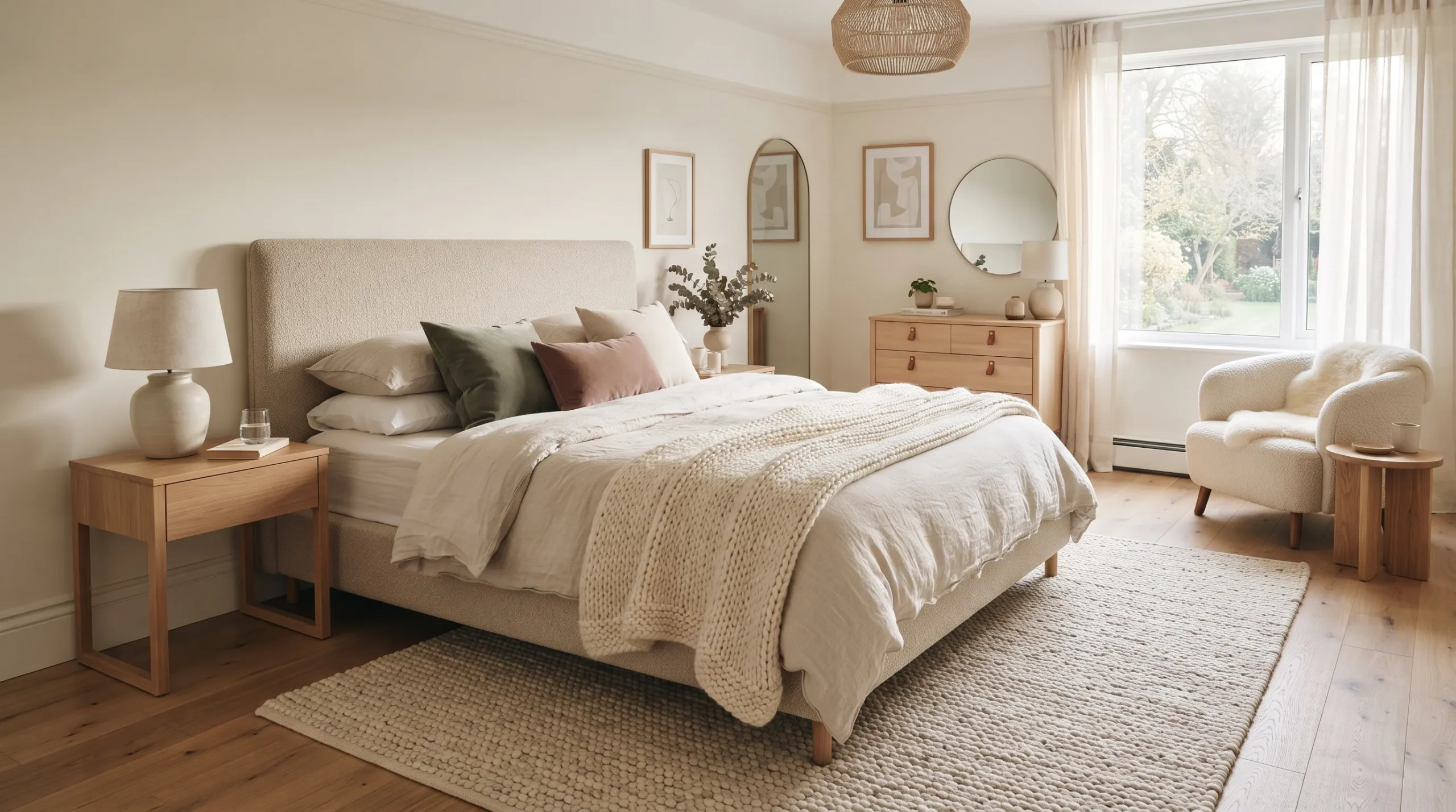 architectural digest bedroom Layered Luxury Textiles